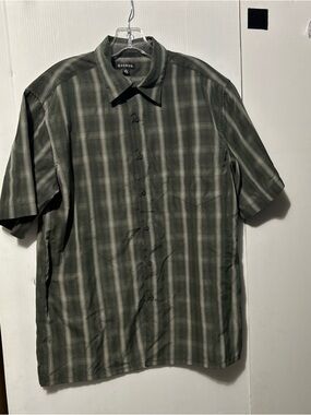 George Black/Gray Plaid Short-Sleeve Button-Down Shirt